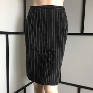 Long Black & White Pinstripe Pencil Skirt